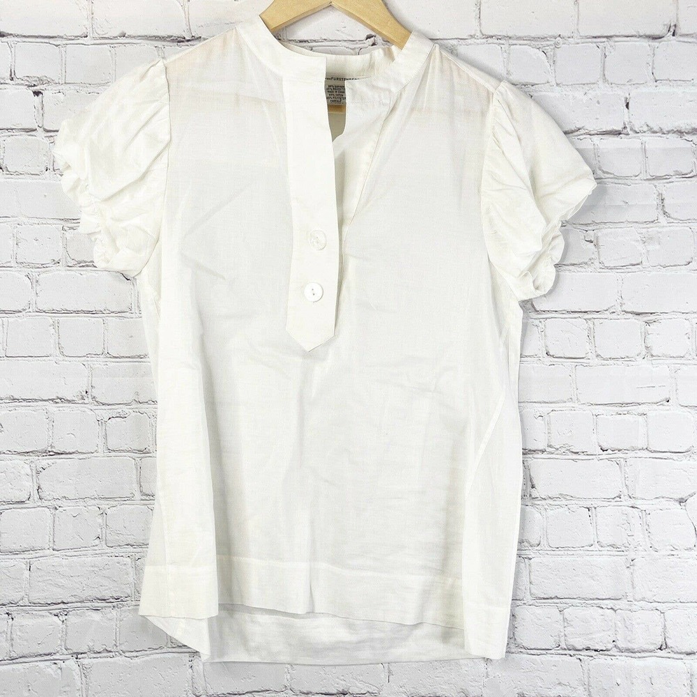 DIANE VON FURSTENBERG White Ruffle Sleeve Blouse 4